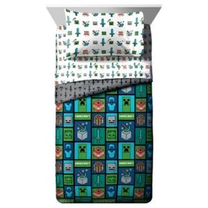 Minecraft Icons Blue Twin Bed-in-a-Bag Barely Used